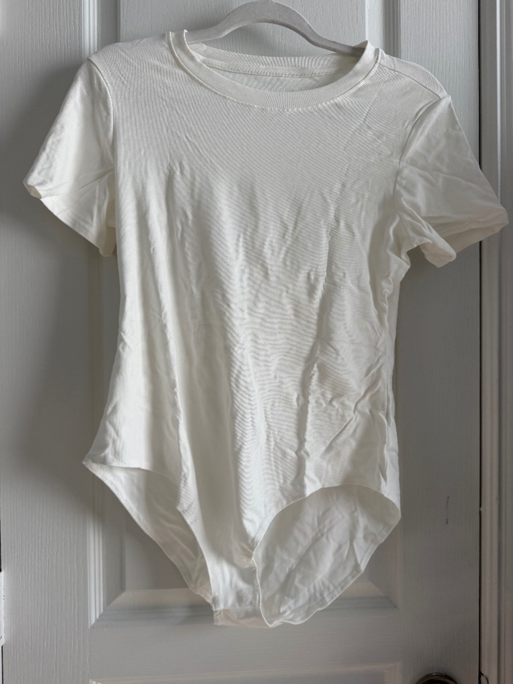 White Crewneck Short Sleeve Snap Closure Bodysuit Size XL